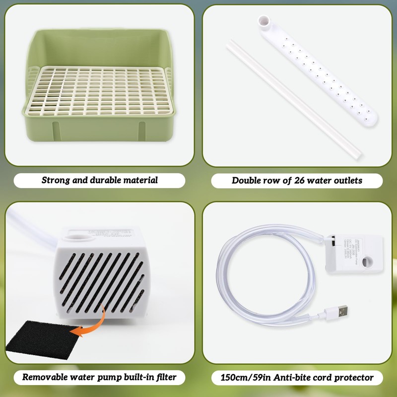 Automatic Bird Bath with Pump, Parrot Bathtub with Anti-Bite Cord