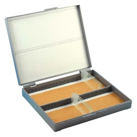 Globe Scientific 513079G ABS Plastic Slide Storage Box for 100 Slides, Cork Lined, Dark Gray