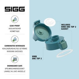SIGG WMB ONE Top 2 One Blue Puya (One Size), Replacement Spare Part Drinking Bottle, One-Handed & Leak-Proof Closure Cap