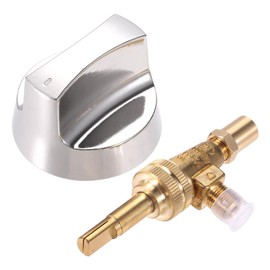 Propane Natural Brass Gas Control Valve 0.047" Orfice with Chromed Steel Control Knob Stem Length 1.4" for Hotel Commercial Kitchen