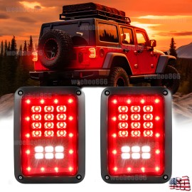 Unbranded Smoked LED Tail Lights Reverse Running Lamp Replace Halogen for Jeep Wrangler JK