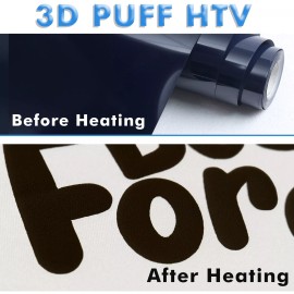 A-SUB Lot A-SUB 3D Puff HTV, Heat Transfer Vinyl Sheets / Rolls, Iron-on Transfer - 1 Roll of Black Puff Vinyl, 10 in X 8 Ft per roll
