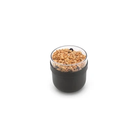 Brabantia Make & Take Breakfast Bowl with Removable Clear Compartment for Toppings (Dark Gray) 100% Leakproof, Microwave & Freezer Safe, Oats, Fruit, Cereal Container (17 fl oz)
