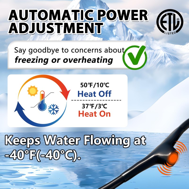 HEATIT JHSF 120ft Heat Tape for Water Pipes, Self-Regulating Pipe