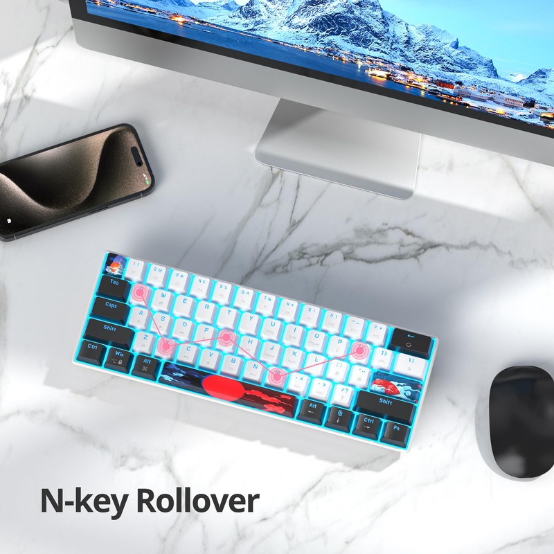 Ussixchare 60 Percent Gaming Keyboard 61 Keys Mechanical Keyboard Ultra