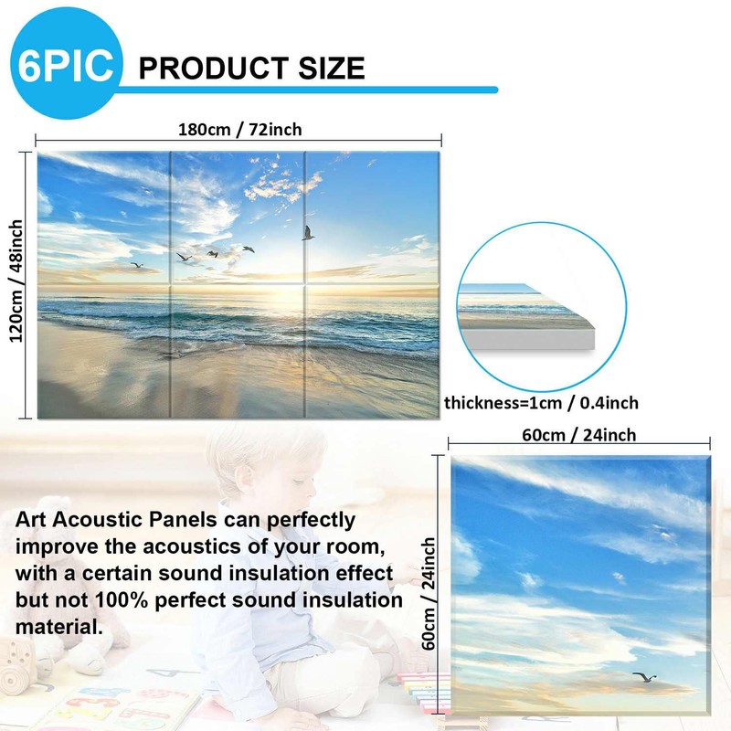 JBER Art Acoustic Panels Decorative, 6 Pack Acoustic Panels Art