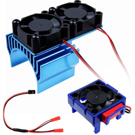 VXL-3s ESC Cooling Fan and Motor 15000RPM Cooling Dual Fan Set Fit for 1/10 Traxxas Slash 4x4 Stampede 4x4 VXL Rustler 4x4 Hoss 4×4 Velineon VXL-3s Heat Sink,Blue