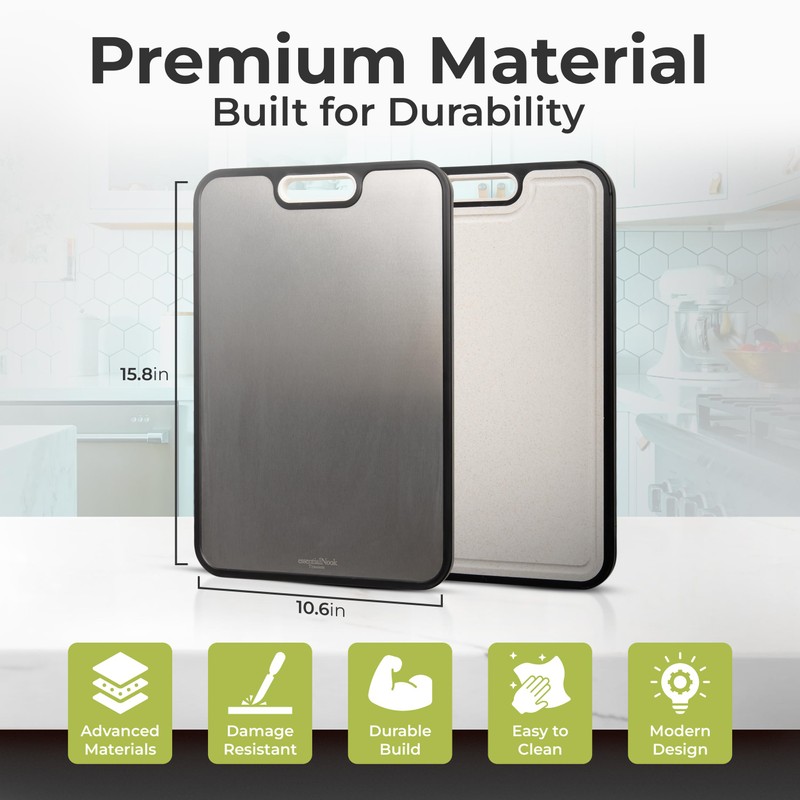 Titanium Cutting Board Double-Sided for Kitchen with Knife Sharpener –