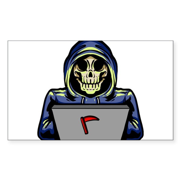 CafePress Hacking Cybersecurity Skeleton Computer Ha Sticker Rectangle Bumper Sticker