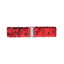 Allegra K Womens Stretchy Waist Belts Metal Interlock Buckles Sequins Decor Belts for Dresses 60cm/23.62" Red