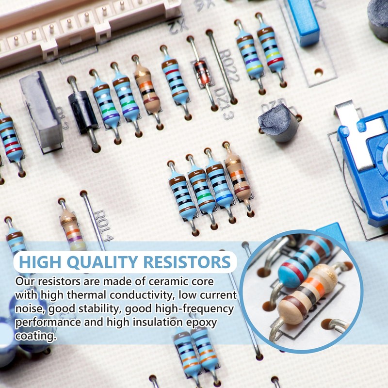600 Pieces Various Resistance Assortment Kit 10 Ohm-1M Ohm 1%