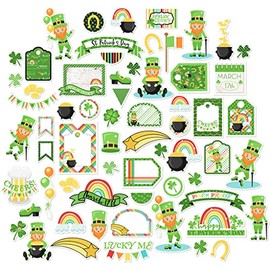 Paper Die Cuts - Feelin Lucky - for St Patricks Day - Over 60 Cardstock Scrapbook Die Cuts - by Miss Kate Cuttables
