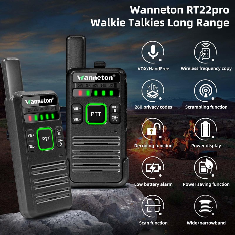 Wanneton RT22pro walkie talkies Wireless Frequency Copy Rechargeable Walkie Talkies