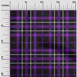 oneOone Rayon Purple Fabric Tartan Fabric for Sewing Printed Craft Fabric by The Yard 56 Inch Wide