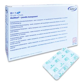 MaiMed porefix Pflaster wasserfest 15 x 9 cm - 25 Stück Wundpflaster steril transparent - wasserdichtes Pflaster nach OP Duschpflaster - selbstklebender Verband