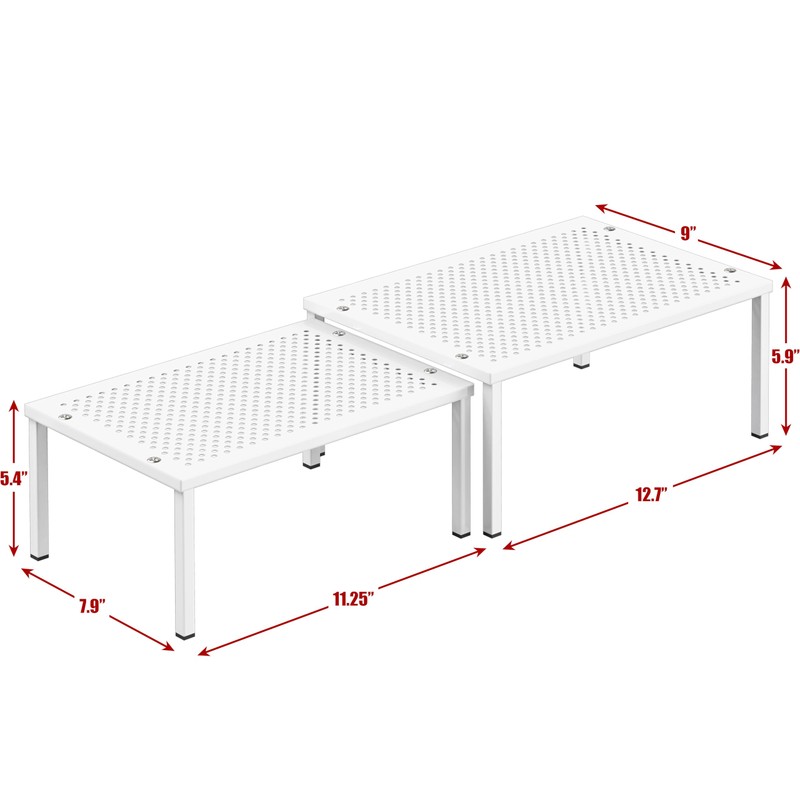 Simple Houseware Expandable Stackable Kitchen Counter Shelf Organizer, White, Metal