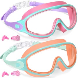 Keary 2 Pack Swim Goggles for Kids 6-14 8-14 Kids Swimming Goggles Age 3-15 4-7 4-16 8-12 For Boys Girls Youth Toddler Children Pool Water Goggle Anti Fog UV Protection Clear Wide View Waterproof