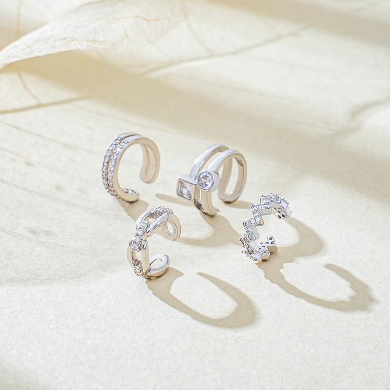 arete de oreja de plata de ley 925 con circonita