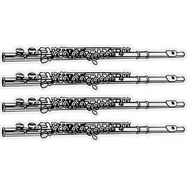 StickerTalk Flute Vinyl Stickers, 1 Sheet of 4 Stickers, 5 inches by 0.6 inches Each