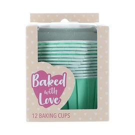 Baked with Love Aqua Baking Cups, Cupcake Cases, Greaseproof Baking Cases, Aqua - Pack of 12