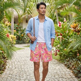 GEMAKA Men's Hawaiian Swim Pants, Amphibious, Surf Pants, Breathable, Quick Drying, Boardshorts, Men's, Popular, Shorts, Sports, Water Absorbent, Quick Drying, Lightweight, Breathable, Large Sizes M