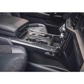 RQING for Ford F-150 2021 2022 2023 2024 2025 2026 F150 Front Center Console Dashboard Side Panel Trim Carbon Fiber Pattern