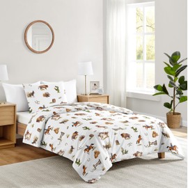 Sweet Jojo Designs Western Cowboy Boy Twin Comforter Set Single Size Bedding Kids Teen College Dorm Bed Room 4p Wild West Cow Print Southern Charm Country South Horse Steer Farm Animal Desert Cactus