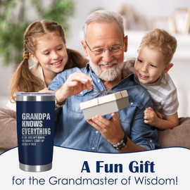 AXIARA Grandpa Gifts from Grandkids - Stainless Steel Insulated Coffee Tumbler with Lid 20 oz - Grandpa Father's Day Gift from Grandkids, Fathers Day Birthday Gifts for Men, Funny Tumbler for Men
