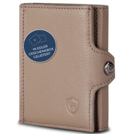 VON HEESEN Credit Card Holder Credit Card Holder, taupe, XL coin compartment
