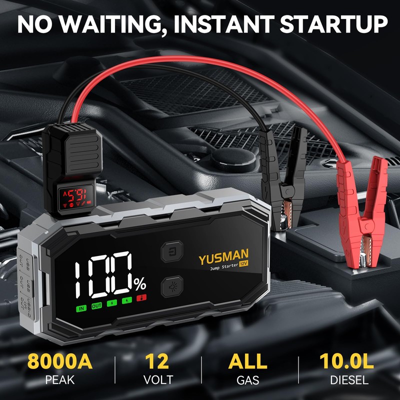 YUSMAN Car Jump Starter, 8000A 12V Jump Battery Pack (All