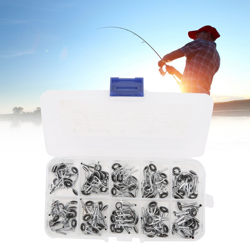 100Pcs Fishing Rod Guide Ring Set Ceramic Guide Eye Sets