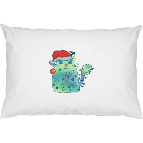 Azeeda 2 x 'Whimsical Cat At Christmas' Cotton Pillow Cases