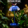 Solar Bird Feeder LED Floor Lamp with Feeding Tray Umbrella