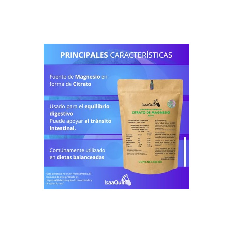 Citrato de Magnesio Natural de 250 G