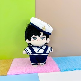 niannyyhouse Sailor Outfit Set of 3, Hat, Shirt and Overalls for 6.9 - 6.7 inches (15 - 17 cm), Doll Clothes (Dark Blue)