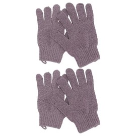 2par Guantes de Baño Exfoliantes de Dedos para Ducha y Sauna para Hombres y Mujeres Color Morado Guante de Cepillo Corporal