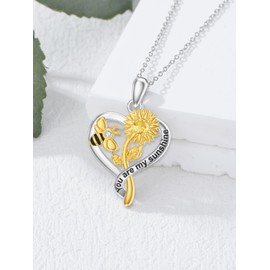 Lypic Bee Necklace 925 Sterling Silver Heart Bee Necklace Bumblebee Jewelry Gifts for Women