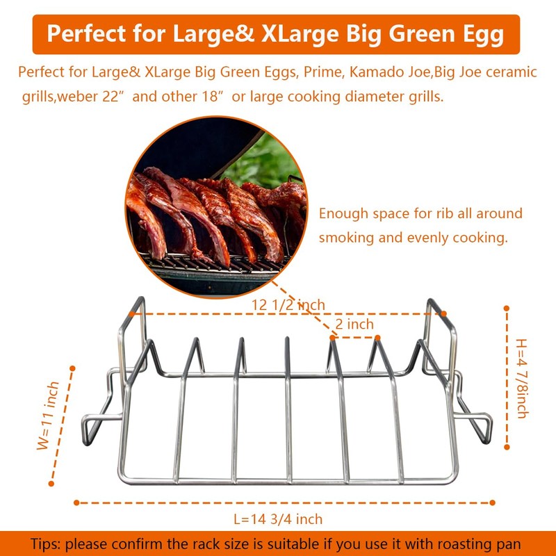 DOLAMOTY Rib Racks for Big Green Egg, Turkey Roasting Rack