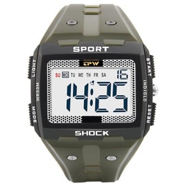 Omana Mens Digital Sports Watch, Big Numbers, Waterproof with Large Display Face, Running Outdoor Military, Timer/Alarm/Shock Resistant/Backlight, Army Green