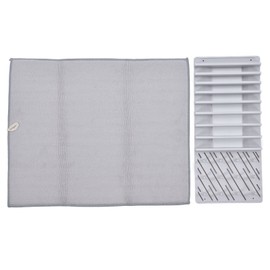 Dish Drying Mat with Rack Water Absorption Folding Design Dish Drying Rack with Mat for Kitchen