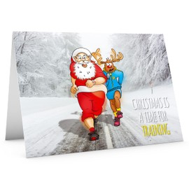 STREET SANTA - Running Christmas Card - Large A5 Card Size - Funny Humour - Made in the UK - Christmas is a time for Training - For Athletic Fitness Fans Boyfriend Girlfriend Him Her