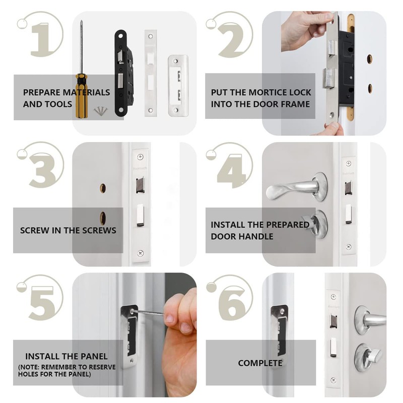 Bwintech 1 PCS Satin Nickel Bathroom Lock 75mm (3 Inch)