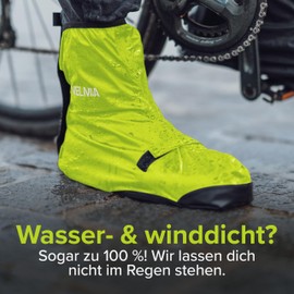 VELMIA Rain Cover Shoes Bicycle with Reflective Material & Reinforced Tip I Shoe Covers Waterproof Black Rain Overshoes Bicycle