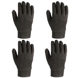 DOVORTEX Brown Jersey Gloves- Large US 4pcs (2 Pair) Clute Pattern And Knit Wrist Cuff Jersey Gloves For Men - For Industrial Labor, Construction, Agricultural And Much More