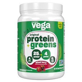 Vega Protein and Greens Protein Powder Mixed Berry (11 Servings) 25g Plant Based Protein Plus Veggies, Vegan, Non-GMO, Pea Protein for Women and Men, 1.2lbs