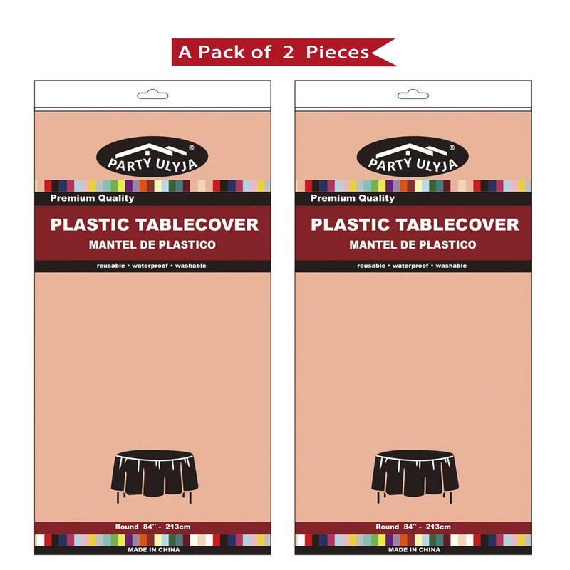 Peach Plastic Tablecloths 2 Pack Rose Gold Disposable Table Covers