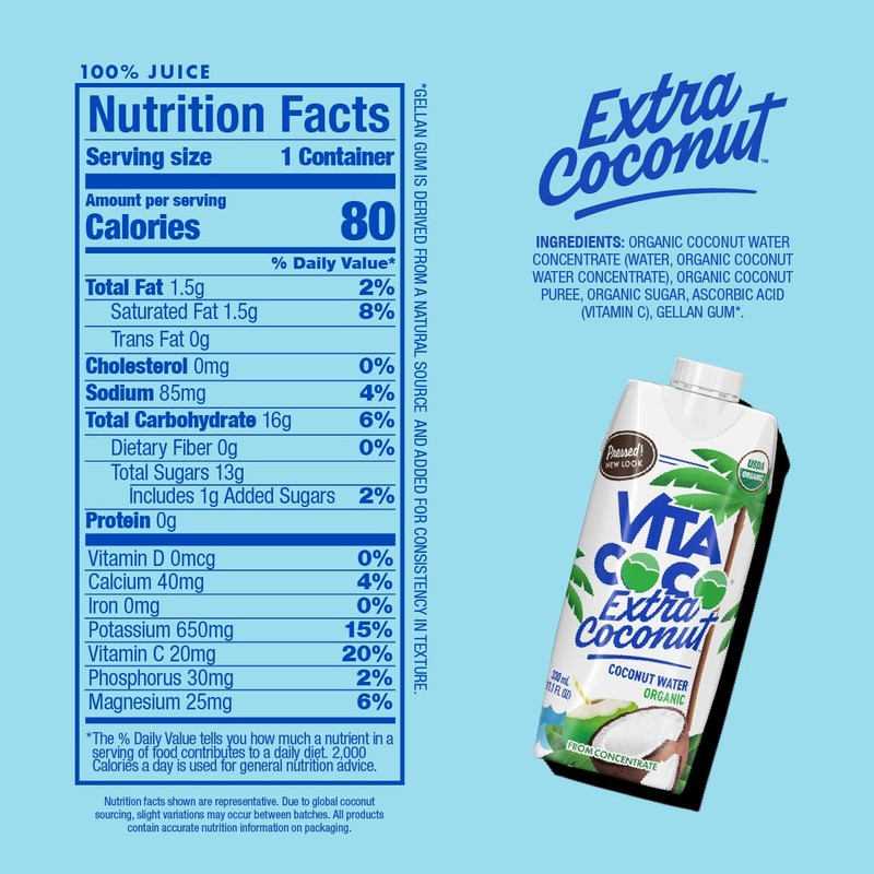 Vita Coco Organic Coconut Water, Extra Coconut | More "Coconutty