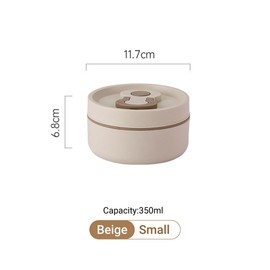 AIMALL Stainless Steel Insulated Lunch Box with Handle Leakproof Food Grade Double Layer Thermal Bento Container 350ML 650ML Portable Japanese Style Beige