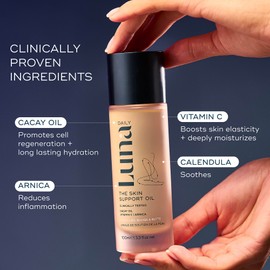 Luna Daily The Skin Support Oil 100ml | Natural Body Care, Vitamin C, Hydrating, Firming, Vegan, Fragrance-Free, Stretch Mark & Scar Care, Soothing Calendula, Pregnancy Safe, Smooth & Even Tone