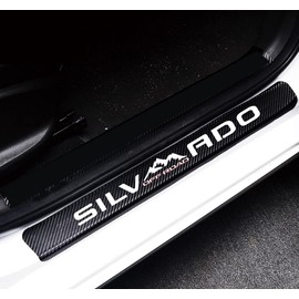 MAXDOOL 4Pcs Car Door Sill Protector Reflective 4D Carbon Fiber Sticker